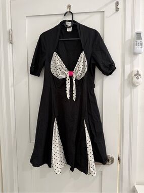 ChicStar black retro pleated swing dress w/ polkadots (fair) (fits like M)